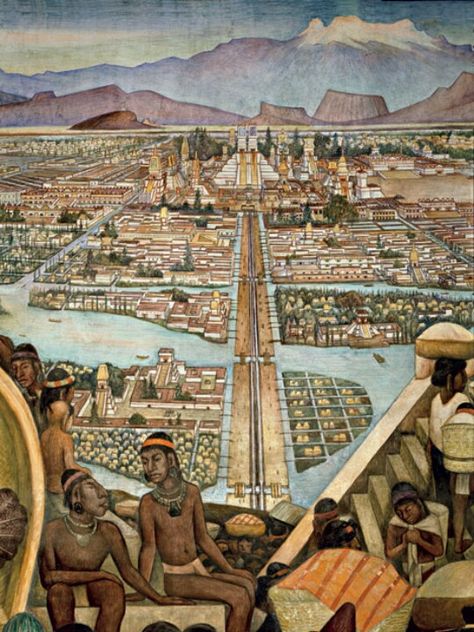 Tenochtitlan Diego Rivera Art, Alameda Central, Diego Rivera Frida Kahlo, Aztec Civilization, Aztec Empire, Frida And Diego, Aztec Culture, Mayan Art, Aztec Art