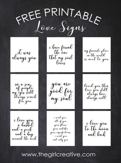 Free Printable Love Signs | Wedding Quotes, Valentine's Day Signs Family Room Quote Signs, Free Printable Sayings And Quotes, Hearts To Print Free Printable, Valentines Sayings Quotes, Valentine Sayings Quotes, Love Quote Signs, Printable Love Quotes, Wedding Quotes And Sayings, Quotes Valentine