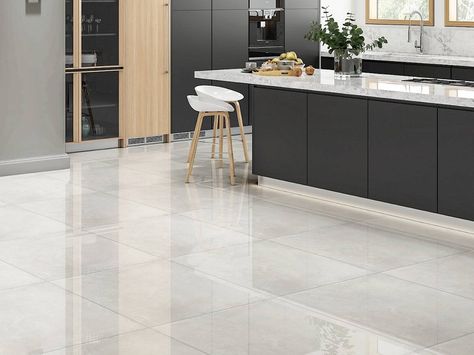 Matt Porcelain Floor Tiles, White Porcelain Tile Floor, Kitchen Floor Tiles, White Porcelain Tile, Gray Porcelain Tile, Grey Floor Tiles, Polished Porcelain Tiles, Stone Look Tile, Large Tile