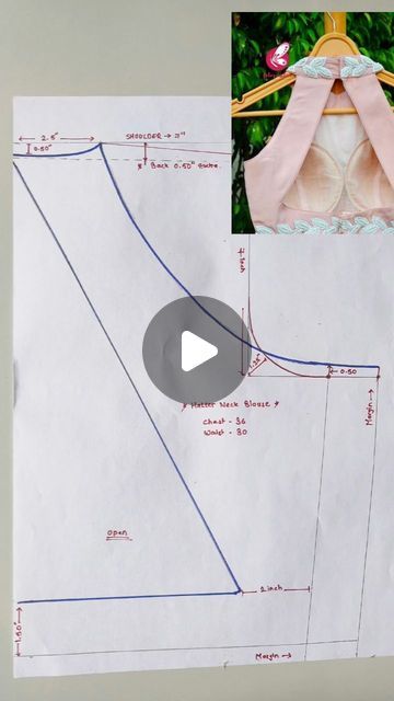 Couture, Halter Neck Pattern Sewing, Halter Neck Blouse Pattern, Colar Neck Blouse Pattern, Collar Neck Blouse Designs, Halter Blouse Designs, Halter Neck Kurti, Dress Drafting, How To Stitch Blouse