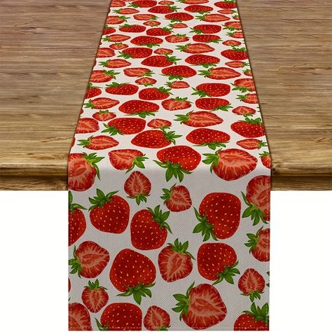 Faster shipping. Better service Strawberry Table Runner, Strawberry Table, Christmas Dining Decor, Fruit Strawberry, Party Kitchen, Fruit Birthday, Dining Table Runners, Banquet Decorations, Strawberry Dessert