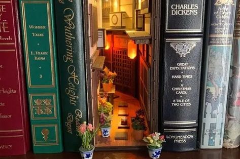 Book Nook Shelf Inserts Are Really Cool, And Everyone Should Know They Exist — Here Are 14 Of The Most Creative Ones You'll See Bookcase Diorama, Book Nook Shelf Insert Diy, Book Dioramas, Bookshelf Inserts, Book Nook Shelf, Nook Shelf, Pan's Labyrinth, Shelf Insert, Bookshelf Art