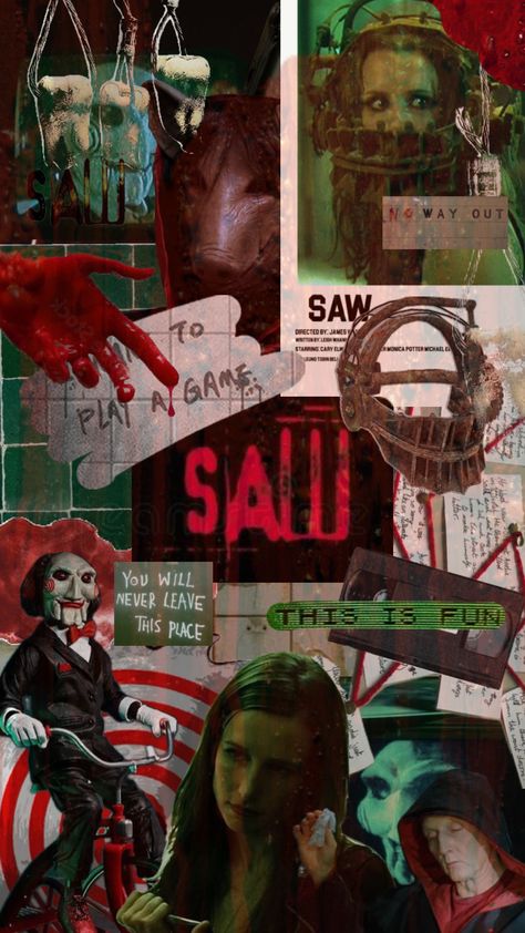 #saw #jigsaw #horror #horrormovie #horroraesthetic #art #bloodred #scary #gore Jigsaw Art Horror, Saw Movie Jigsaw Art, Jigsaw Horror, Jigsaw Movie, Saw Jigsaw, Jigsaw Saw, Creepy Cute Fashion, Halloween Wallpaper Iphone Backgrounds, Amanda Young