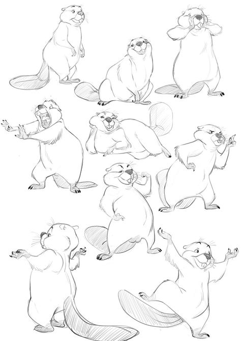 Beaver Drawing, Beaver Cartoon, Maus Illustration, Peisaj Urban, 동화 삽화, Animated Animals, Arte Inspo, Character Design Animation, Animal Sketches