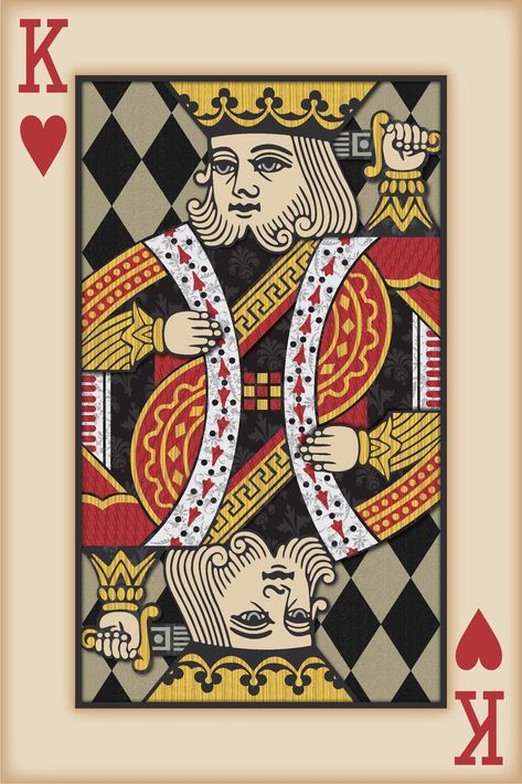 #Playing Card Wall Art #Playing Card Print King Of Hearts Card, Playing Card Print, Playing Card Art, Imagenes Dark, King Card, Hearts Playing Cards, Playing Cards Art, Rice Paper Decoupage, Man Cave Art