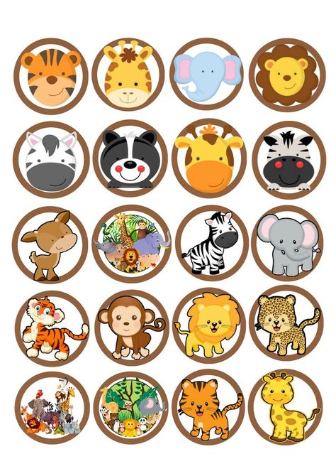 Safari Cupcake Toppers Printable, Safari Theme Cake Topper Printable, Safari Animals Printables, Safari Animal Cupcakes, Safari Cupcake Topper, Zoo Decorations, Cupcakes Safari, Safari Centerpieces, Topper Safari