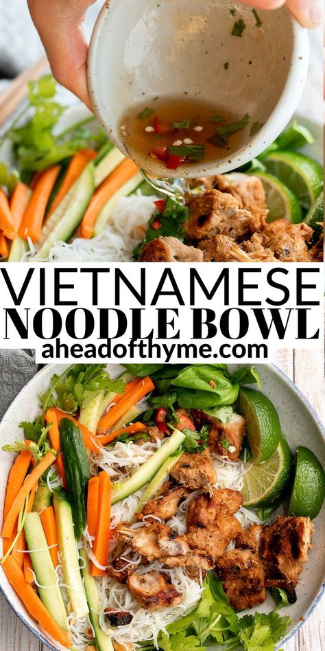 Vietnamese Noodle Bowl, Salad Bowl Recipes, Noodle Bowls Recipes, Vermicelli Recipes, Vietnamese Noodle, Cibo Asiatico, Healthy Bowls Recipes, Healthy Bowls, Roasted Vegetable