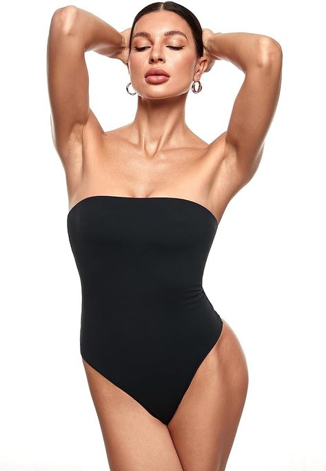 Women's Natrelax Sexy Strapless Bodysuit Thong Tube Top Off The Shoulder One Piece Leotard Strapless Bodysuit, Tube Top, Leotards, Off The Shoulder, Spring Summer, One Piece