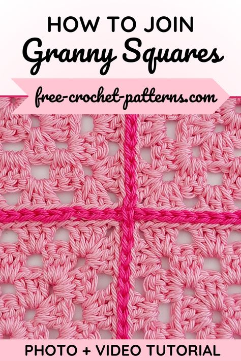 Do you want to learn how to join granny squares together with the slip stitch method? Check out the photo and video tutorial. Granny Squares, Join Granny Squares, Joining Granny Squares, Granny Square Haken, Granny Squares Pattern, Square Photos, Square Patterns, Photo Tutorial, Slip Stitch