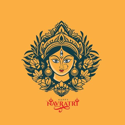 Vector happy navratri festival greeting ... | Premium Vector #Freepik #vector #religious #background #india #holiday Maa Durga Face, Durga Face, Navratri Festival, Maa Durga, Happy Navratri, Face Logo, Durga Maa, Post Design, Vector Photo