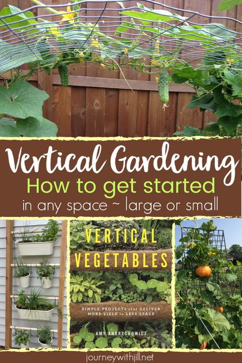 Growing vertical vegetables doesn't require a large garden. You can grow vertically in raised beds, containers, or your garden bed. These vertical gardening tips will get you started, and this DIY gardening book, Vertical Vegetables, will help you DIY vertical gardening no matter your space and budget. #verticalgardening #verticalgarden Garden On Deck, Grow Vertically, Diy Vertical Garden, Vertical Container Gardening, Diy Container Gardening, Funny Vine, Small Yards, Vertical Vegetable Garden, Vertical Herb Garden