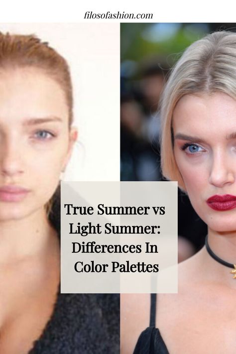 true summer vs light summer Summer Cold Color Palette, Light Spring Colors To Avoid, Cool Light Summer Palette, True Summer Characteristics, Hair For True Summer, Hair Colors For True Summer, Cool True Summer Color Palette, Summer Skin Tone Color Palette, Light Summer Vs True Summer