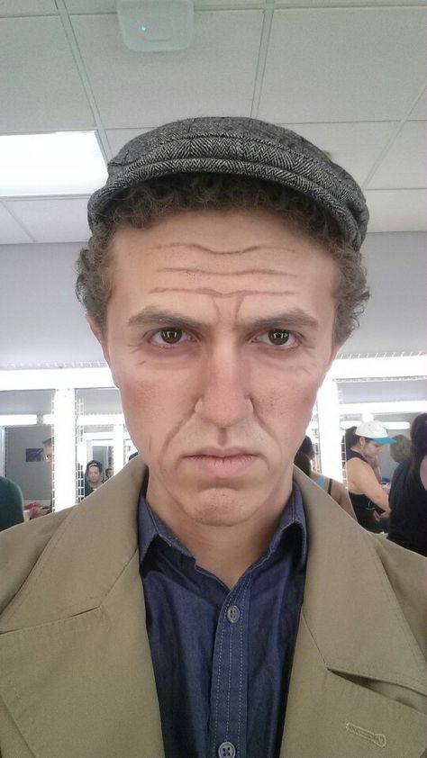 Old man make-up straight on Old Person Stage Makeup, Stage Makeup Theatre Men, Stage Makeup For Men, Stage Makeup Men, Old Age Makeup Men, Men Stage Makeup, Ageing Makeup Theatre, Old Man Stage Makeup, Old People Makeup Halloween