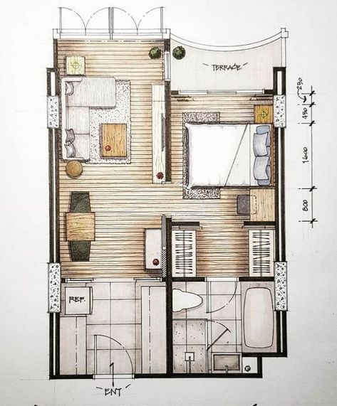 Transforming Ideas into Artful Sketches Interior Architecture Sketch, Interior Design Sketchbook, Rendered Floor Plan, Interior Floor Plan, Interior Design Layout, Furniture Design Sketches, Architecture Drawing Plan, Interior Architecture Drawing, Interior Design Renderings