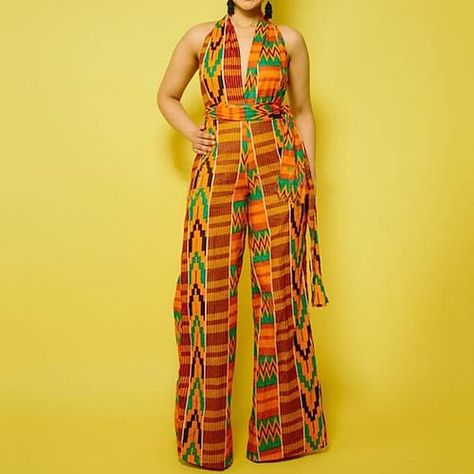 Kitenge Jumpsuit, Outfits For Party, Ankara Corset, Ghana Clothes, Jumpsuit Modern, African Head Dress, Afrocentric Fashion, African Outfits, Boho Jumpsuit