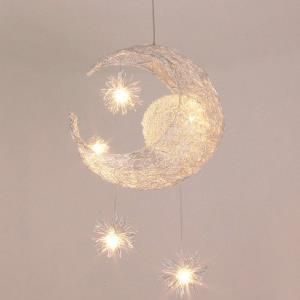 Moon Star Ceiling Light hanging lights for bedroom Kids Room with 5 Lights Pendant Lighting Living, High Ceiling Lighting, Star Lights On Ceiling, Dining Light Fixtures, Star Pendant Lighting, Kids Room Lighting, Star Ceiling, Hanging Ceiling Lamps, Dining Room Light Fixtures