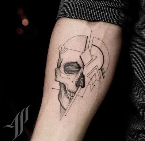 #tattoo #skull #geometric Geometric Skeleton Tattoo, Medical Skull Tattoo, Skull Triangle Tattoo, Skull Universe Tattoo, Simplistic Skull Tattoo, Geometric Skull Design, Cyberpunk Skull Tattoo, Abstract Skull Tattoo, Geometric Skull Tattoo Design