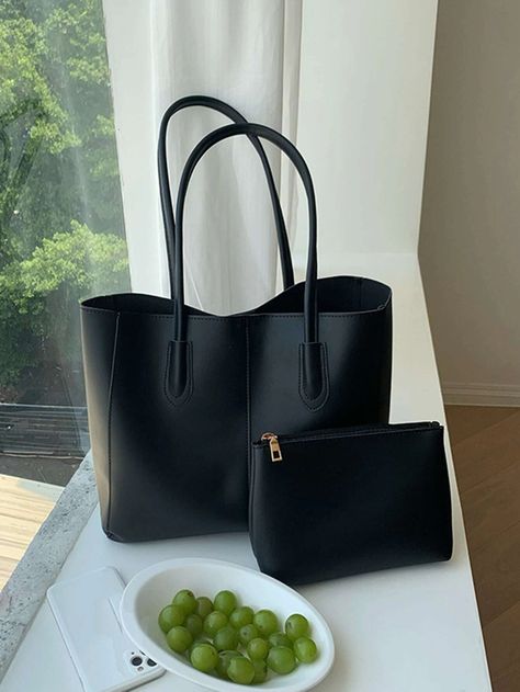 Black Work Bag, Work Bags For Women, Plain Tote Bags, Best Work Bag, Plain Tote, Uni Bag, Classy Purses, My Style Bags, Vintage Tote Bag