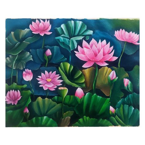Pink Lotus in dark midnight blue and green background. Lotus, Lotus Painting Acrylic, Lotus Painting, Motivate Me, Painting Acrylic On Canvas, Painting Acrylic, Acrylic On Canvas, Art For Sale, Printed Shower Curtain