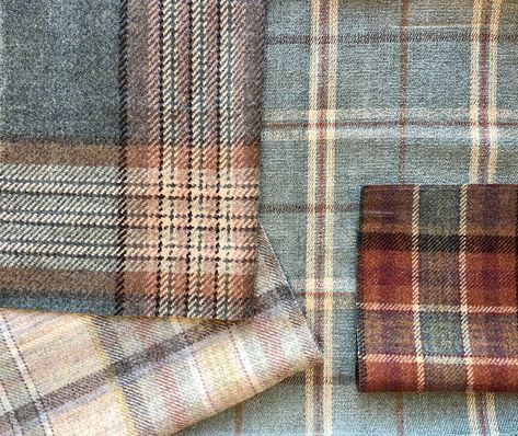 Brown Plaid Bedding, Plaid Dining Room Chairs, Plaid Upholstered Headboard, Plaid Fabric Ideas, Tartan Living Room Ideas, Plaid Rugs Living Room, Plaid Dining Chairs, Plaid Interior Design, Art Over Sofa Living Rooms