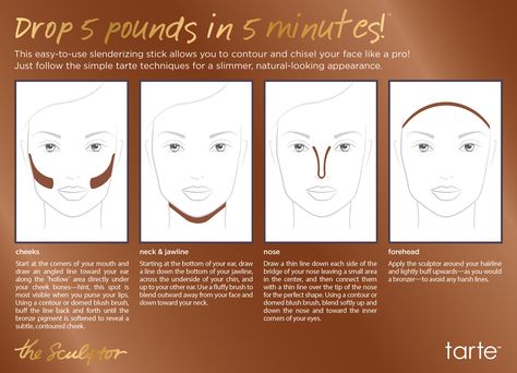SLENDERIZE IN SECONDS: Use the Tarte Slenderizing Stick to instantly create a slimmer-looking appearance. Makeup Ideas Contouring, Makeup Contour, Contouring Makeup, Makeup Ojos, Contour Tutorial, Makeup Tumblr, Makeup Organization Diy, Slimmer Face, Makeup Artist Business