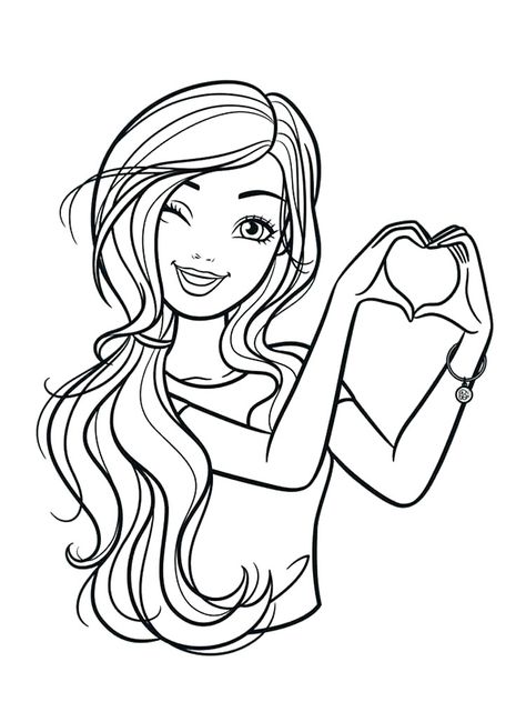 Barbie Movie Coloring Pages, Barbie Valentines, Barbie Painting, Free Barbie, Barbie Drawing, Barbie Coloring Pages, Barbie Coloring, Valentines Day Coloring Page, Barbie Cartoon