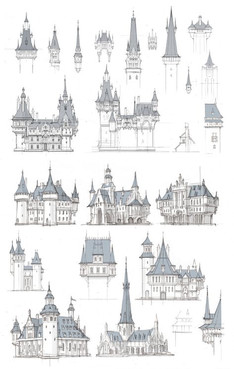 Castle Drawings Medieval, Ph Paper Scale, How To Draw A Castle, Greek And Roman Architecture, City Landscapes, العصور الوسطى, Medieval Buildings, Castle Drawing, الفن الرقمي