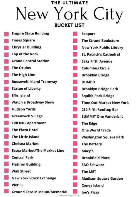 New York City Bucket List New York Life Aesthetic, City Bucket List, New York Trip Planning, Strand Bookstore, Joe's Pizza, New York Bucket List, York Things To Do, Nyc Bucket List, Nyc Travel Guide