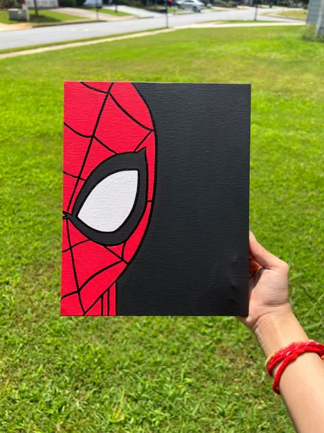 Spider-Man 8x10 acrylic painting Spiderman Canvas Art, Spiderman Canvas, Spiderman Painting, Cute Easy Paintings, Anime Canvas Painting, Marvel Paintings, Disney Canvas Art, Disney Canvas, Canvas Drawing