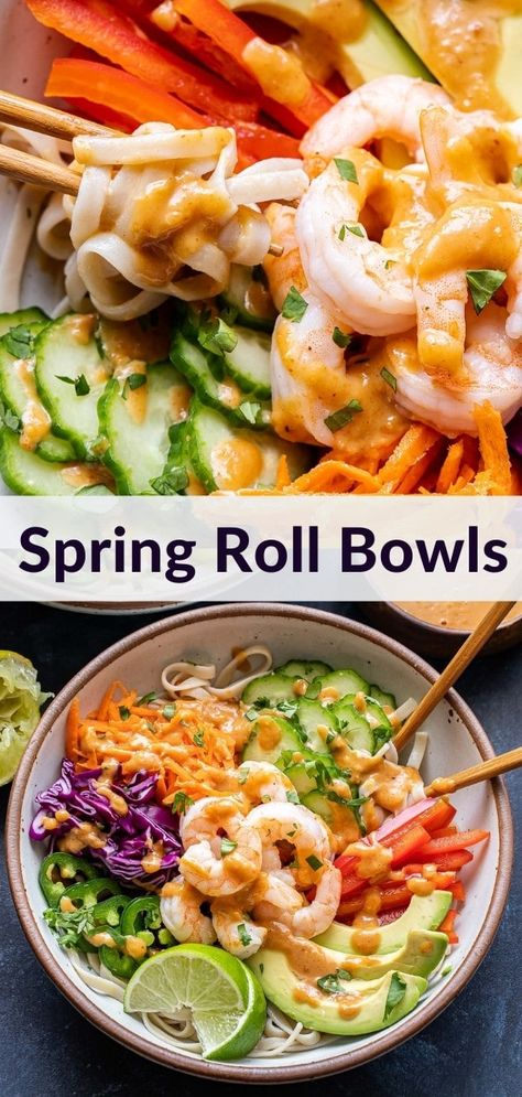 Spring Roll Bowls, Healthy Bowls Recipes, Spring Roll, Healthy Bowls, Lost 100 Pounds, Spring Recipes, Asian Cooking, Asian Dishes, Bowls Recipe