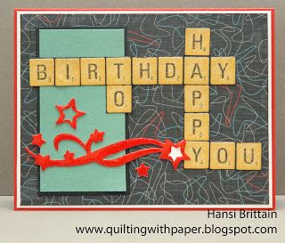 Quilting With Paper Scrabble Cards, Quilted Postcards, Scrabble Board, Rubber Stamping Cards, Cards Homemade, Handcrafted Cards, Homemade Birthday Cards, Birthday Cards For Boys, Bday Cards