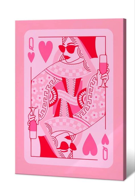 Pink Queen Of Hearts, Poker Aesthetic, Queen Posters, Funny Preppy, Wall Art Game Room, Posters Funny, Queen Of Hearts Card, Dorm Room Art, Game Room Wall Art