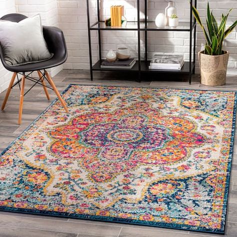 Colorful Rugs In Living Room Bohemian, Colorful Vintage Rugs, Jewel Tone Living Room Area Rugs, Moroccan Decor Area Rugs, Bright Rug Living Room, Colorful Area Rugs In Living Room, Bright Rugs Living Room, Boho Chic Living Room Moroccan Style, Colorful Rugs In Living Room