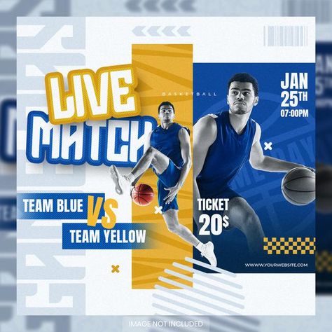 Basketball Event Poster, Basketball Social Media Design, Sport Social Media Design, Poster Basket, Basketball Social Media, Basketball Flyer, Sports Apparel Design, Basketball Match, Free Social Media Templates