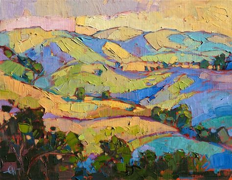 Contemporary expressionist landscape painting for sale by artist Erin Hanson Expressionist Landscape, Erin Hanson, Contemporary Impressionism, Modern Impressionism, Contemporary Landscape Painting, Impressionist Landscape, Expressionist Art, Landscape Artwork, Impressionism Art