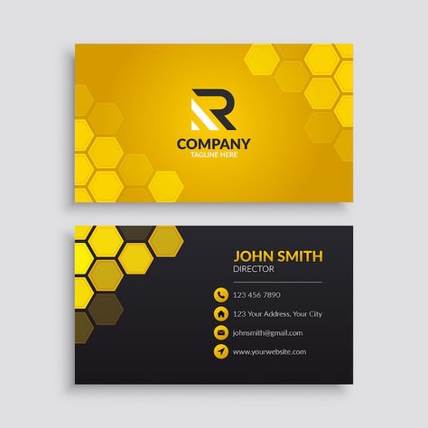 Geometric Business Card Design, Visiting Cards Design Creative, Coreldraw Design, Yellow Business Card, Business Card Design Simple, Free Business Card Design, Logo Design Inspiration Creative, Create Business Cards, Business Cards Simple