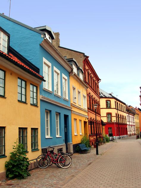 Malmo street - Sweden. Street from the old town of Malmo - Sweden , #sponsored, #street, #Malmo, #Sweden, #town, #Street #ad Dream Neighborhood, Colorful Cities, Lund Sweden, Colored Houses, Malmo Sweden, Visit Sweden, Row Houses, Sweden Travel, Scandinavia Travel