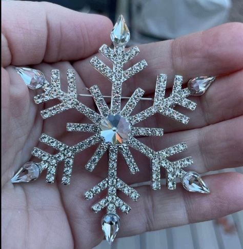 "This listing is for one Snowflake brooch Silver aluminum alloy pin with clear silver rhinestones  Large- 3\" size So many ways to wear this on coat, jacket, etc. Also a great addition to dress, craft,etc. -ex. Frozen Elsa costume or dress up outfit.  New. Comes with blue velvet pouch. **comes in blue as well!  This is not a Vintage or Antique pin.  All pins are designed by me and newly made!  Makes a great jewelry gift for Christmas, Mother's Day, Birthday, Anniversary, Valentines Day, etc for Elsa Frozen Costume, Santa Claus Outfit, Rhinestone Snowflake, Snowflake Brooch, Dress Craft, Elsa Costume, Hijab Pins, Antique Pins, Silver Snowflakes