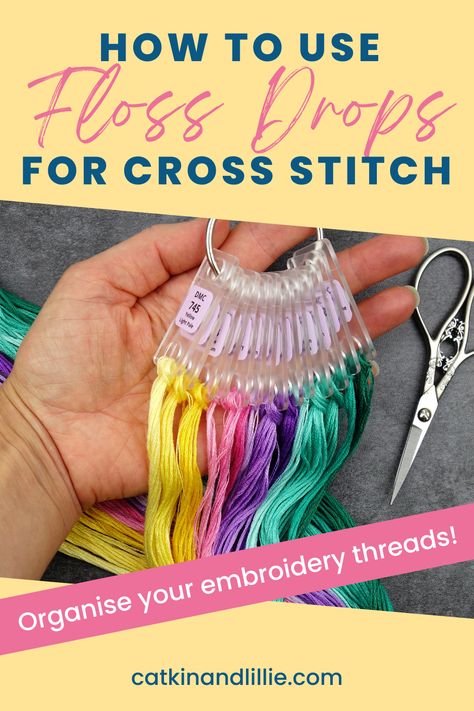 Sick of messy, tangled threads? 👀 Discover the secret of organised Cross Stitchers - Floss Drops! ✂️💡 Step into a world of colour-coordinated bliss 🌈, where every project becomes a breeze. Learn how to store and handle your threads like a pro! 🧵🎉 Floss Drops, Stitch Accessories, Cross Stitch Projects, Cross Stitch Tutorial, Thread Storage, Cross Stitch Thread, Embroidery Threads, Cross Stitch Supplies, Diy Cross