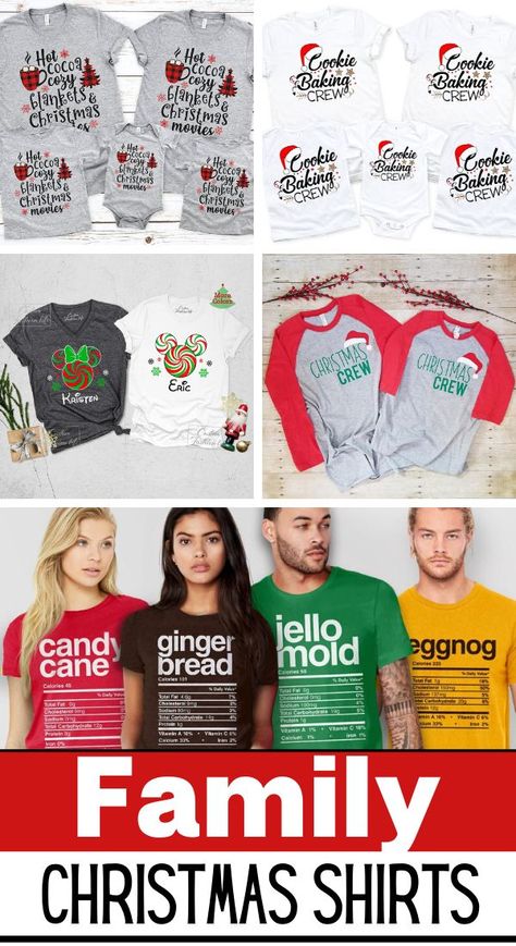 Christmas T Shirt Ideas Family, Christmas Family Shirts Ideas, Christmas Jammies Family, Pajamas Diy, Christmas Shirts Vinyl, Matching Family Christmas Shirts, Diy Christmas Shirts, Family Christmas Outfits, Family Tshirt