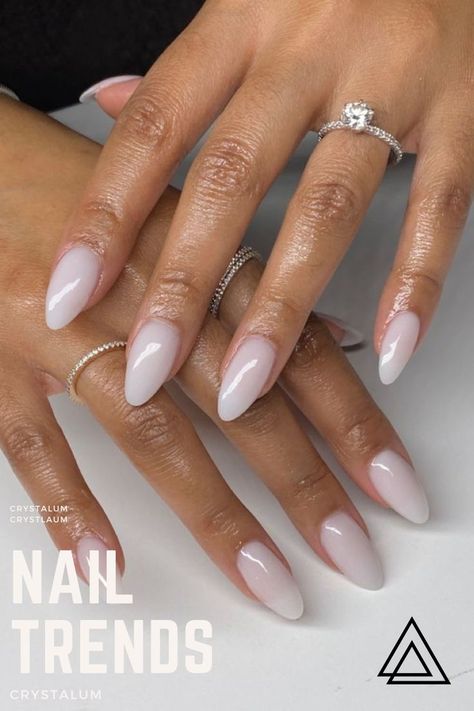 French Manicure Wedding Nails Brides, Almond Milky Pink Nails, Night Out Outfit Summer 2023, Clear White Almond Nails, Almond Nails Wedding Guest, Boho Almond Nails, Sheer Almond Nails, Milk Almond Nails, Gelly Nail Designs