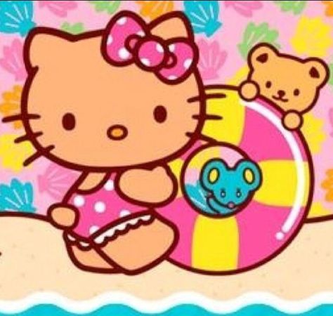 HELLO KITTY Tan Hello Kitty, Wallpaper Sanrio, Wallpapers Pink, Wallpaper Hello Kitty, Coconut Dream, Barbie Summer, Charmmy Kitty, Tropical Girl, Kitty Art