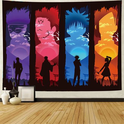PRICES MAY VARY. Japanese Anime Posters: Most Feature Popular Anime Characters Or Scenes With Heroic Characters, Anime Tapestries Are A Popular Way To Showcase Your Love Of Anime While Adding Some Style To Your Room, They Are Usually Made Of Fabric And Are Usually Hung On The Wall As A Decorative Piece Is A Popular Way To Showcase Your Love Of The Series. Anime Gifts: Looking For The Perfect Anime Gift? Look No Further! Our Anime Gift Guide Has Something For Every Anime Fan, Like Birthday Party Anime Wall Ideas, Anime Room Ideas, Posters Dorm, Anime Tapestry, Japanese Background, Popular Anime Characters, Poster Decorations, Bedroom Wall Hangings, Art Birthday Party