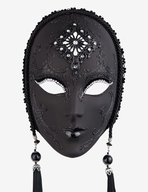 Giulietta Black venetian mask for sale Top Half Face Mask, Gothic Mask Dark Queen, Mask Ideas Art, Fantasy Mask Design, Black Full Face Mask, Volto Mask, Full Face Masquerade Mask, Black Mask Masquerade, Masquerade Mask Aesthetic