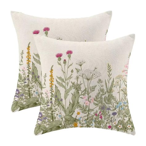 PRICES MAY VARY. Linen Size: 24"x24"(60cm X 60cm), Linen Blend, Soft to The Touch, No Insert. Hidden Zipper: The Spring Pillow Covers has a Sturdy Invisible Zipper, Pulls Smooth and Easy to Clean Wear. Easter Themed Room Decor: The Green Throw Pillows has Two Sides Print, We are Design Differrent Size is a Perfect Products to Decor Your Room Perfect Gifts: Plant Throw Pillows is a Stylish Gift, Decor Bedroom, Living Room, Can Catch Your Eye at a Glance, Can as a Gifts for Your Family, Friends Wa Floral Pillow Covers, Farmhouse Decorative Pillows, Plant Outdoor, Green Pillow Covers, Floral Throw Pillow Covers, Spring Pillows, Flower Throw Pillows, Leaves Pillow, Home Sofa