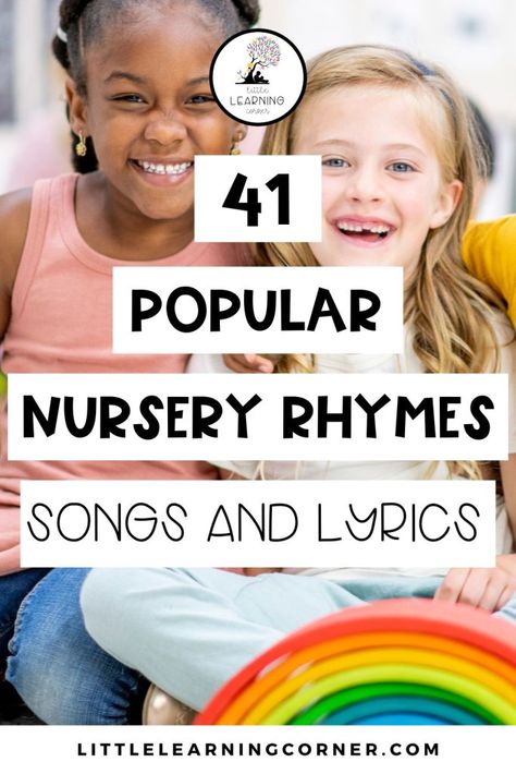 41 Popular Nursery Rhymes | Songs and Lyrics - Little Learning Corner Free Nursery Rhymes, Songs For Preschoolers, Songs For Babies, Toddler Music, Rhyming Preschool, Rhymes Lyrics, Nursery Rhymes Lyrics, Music For Toddlers, Nursery Rhymes Activities