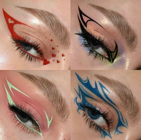 Teknik Makeup, Eyeliner Designs, Drag Make-up, Colored Eyes, Cute Eye Makeup, Smink Inspiration, Graphic Makeup, Rave Makeup, Swag Makeup