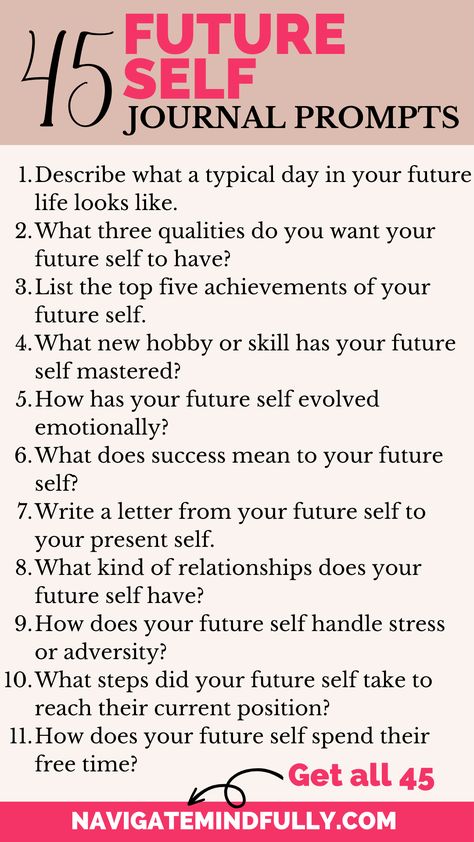 future self journaling Journal Prompts Dream Life, Future Self Prompts, Future Self Journaling Prompts, Future Me Letter Ideas, Dream Life Prompts, Future Journal Prompts, Letter To Future Self Prompts, Future Self Questions, Future Self Letters