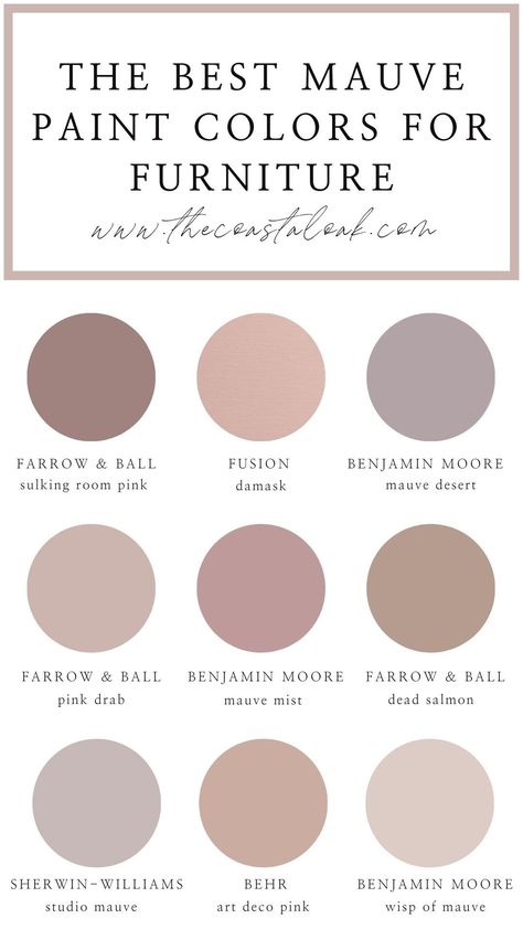 Mauve Painted Furniture, Mauve Furniture Paint, Mauve Nursery Paint Colors, Mauve Bathroom Paint, Mauve Pink Paint Colors, Mauve Wall Color, Mauve Bedroom Color Scheme, Mauve Furniture, Mauve Bathroom Ideas