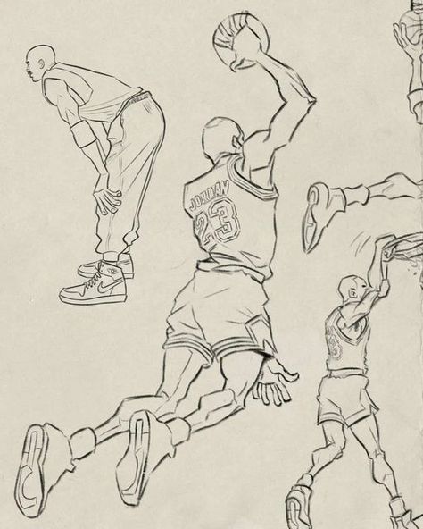 Athlete Drawing Art, Basketball Cartoon Drawing, Backwards Cap Drawing, Easy Basketball Drawings, Basketball Character Design, Dynamic Composition Illustration, Towering Over Someone Pose, Basketball Drawing Reference, Basketball Drawing Ideas